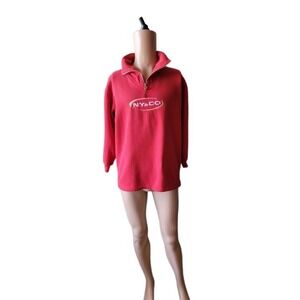 NY and CO Red Fleece Quarter Zip Pullover Sweatshirt Women's